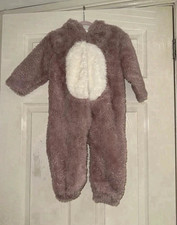 NEXT Baby Bunny Fleece Hooded Zip Babygrow w/ Ears 12-18M Pink/White
