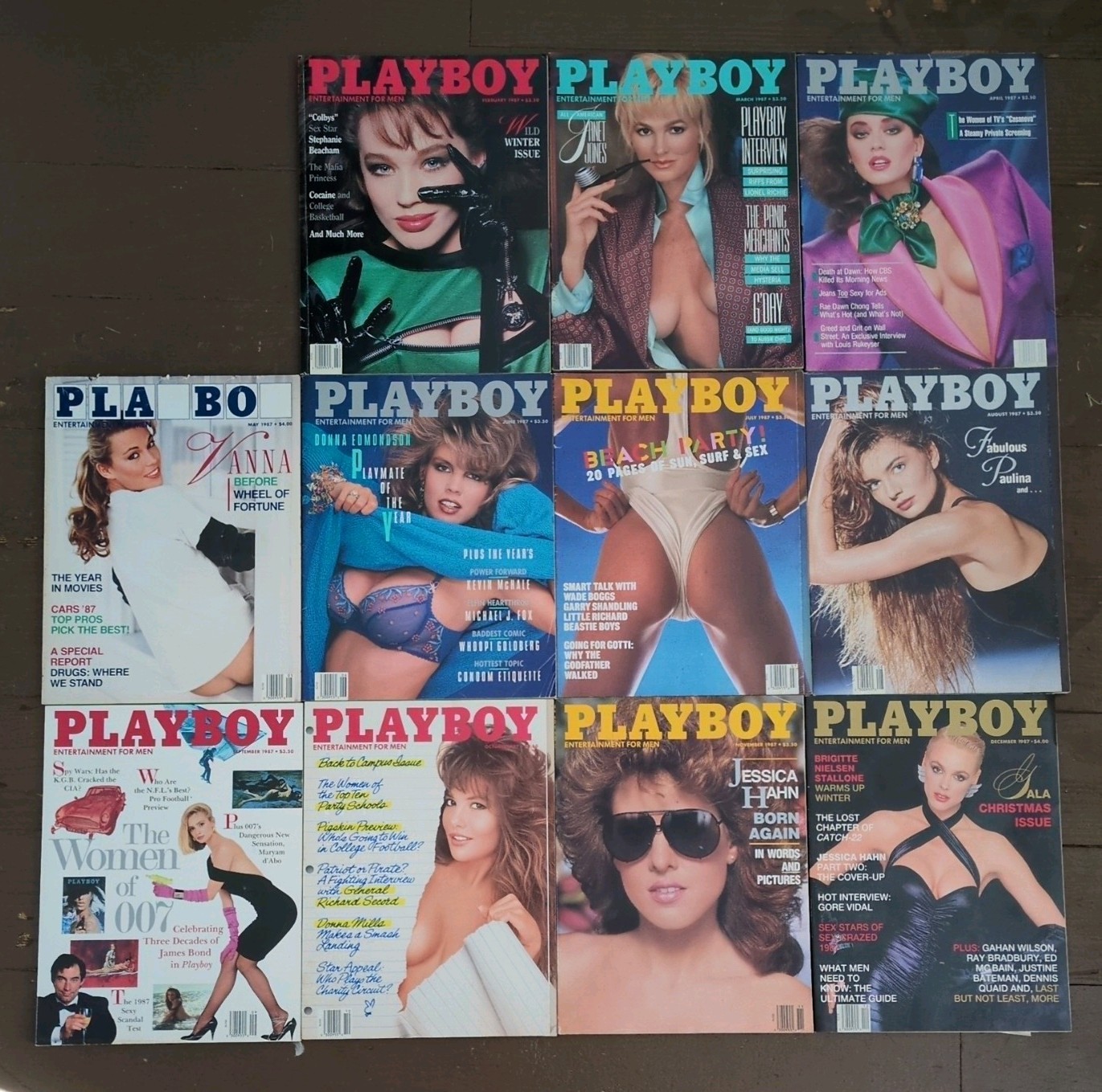 Playboy Magazine Near Complete Year 1987 Lot of 11 With All Centerfolds Intact