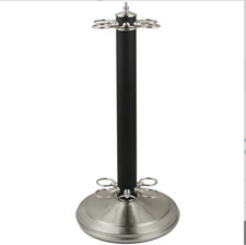 RAM Gameroom Decorative Metal Pool Cue Holder - Black w/ Stainless Steel