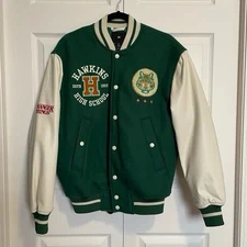 H&M Stranger Things Varsity Jacket Mens M Hawkins Tigers Baseball Letterman Coat