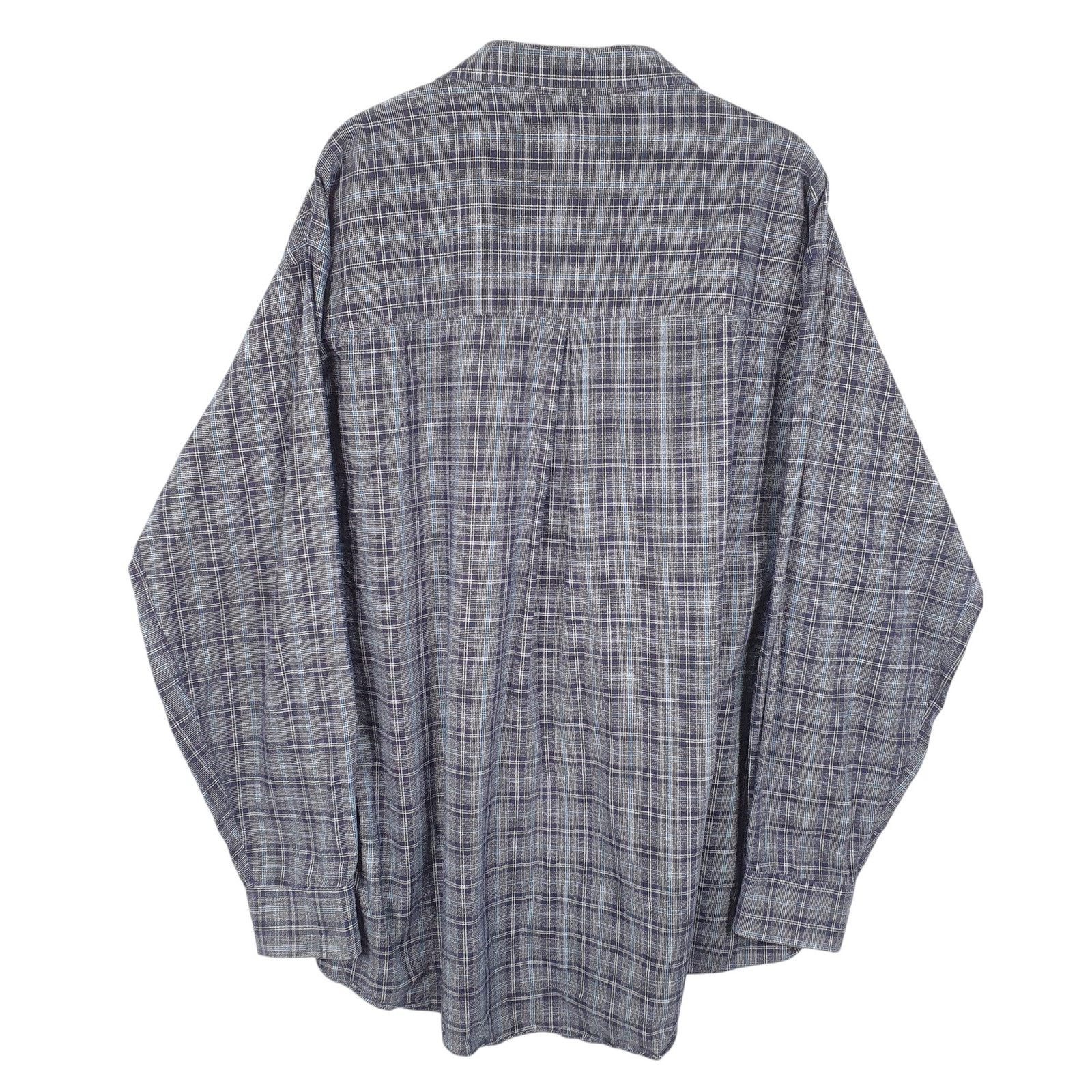 BURBERRY Navy Check Shirt Made In USA Long Sleeve Casual Cotton Mens XL image 3