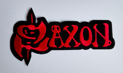 Saxon - Saxon / Logo - Patch - schwarz, rot - ca. 12,0 x 7,0 cm - Aufnäher - neu