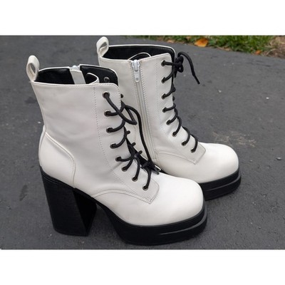 Madden Girl Womens Faux Leather Tall Chunky Heeled Platform Boots Sz 9 Bratz