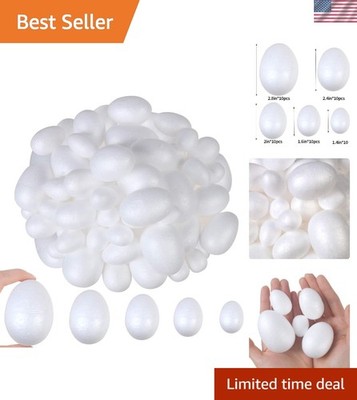 Creative DIY Set: 50 Pcs White Foam Eggs Assorted Sizes for Easter Celebration