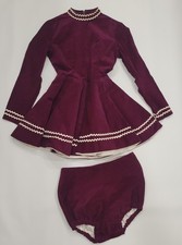 Vtg 1960s Maroon Velvet Ice Skating Baton Twir Dress Bloomers Talon Zip Y Lrg