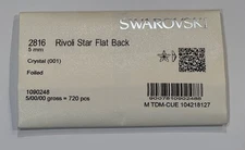 Swarovski 2816 Rivoli Star Flat Back Crystal (001) Foiled 720 Pcs