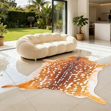 Deer Print Rug, 5.2x6.5 Ft Antelope Rug, Faux Fur Animal Carpet  Brown, Irre...