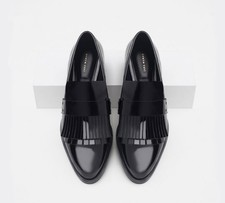 Black patent fringe loafers  size 6 Uk -39