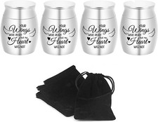 4 Pieces Beautiful Small Keepsake Urns for Human Ashes Mini Cremation Silver