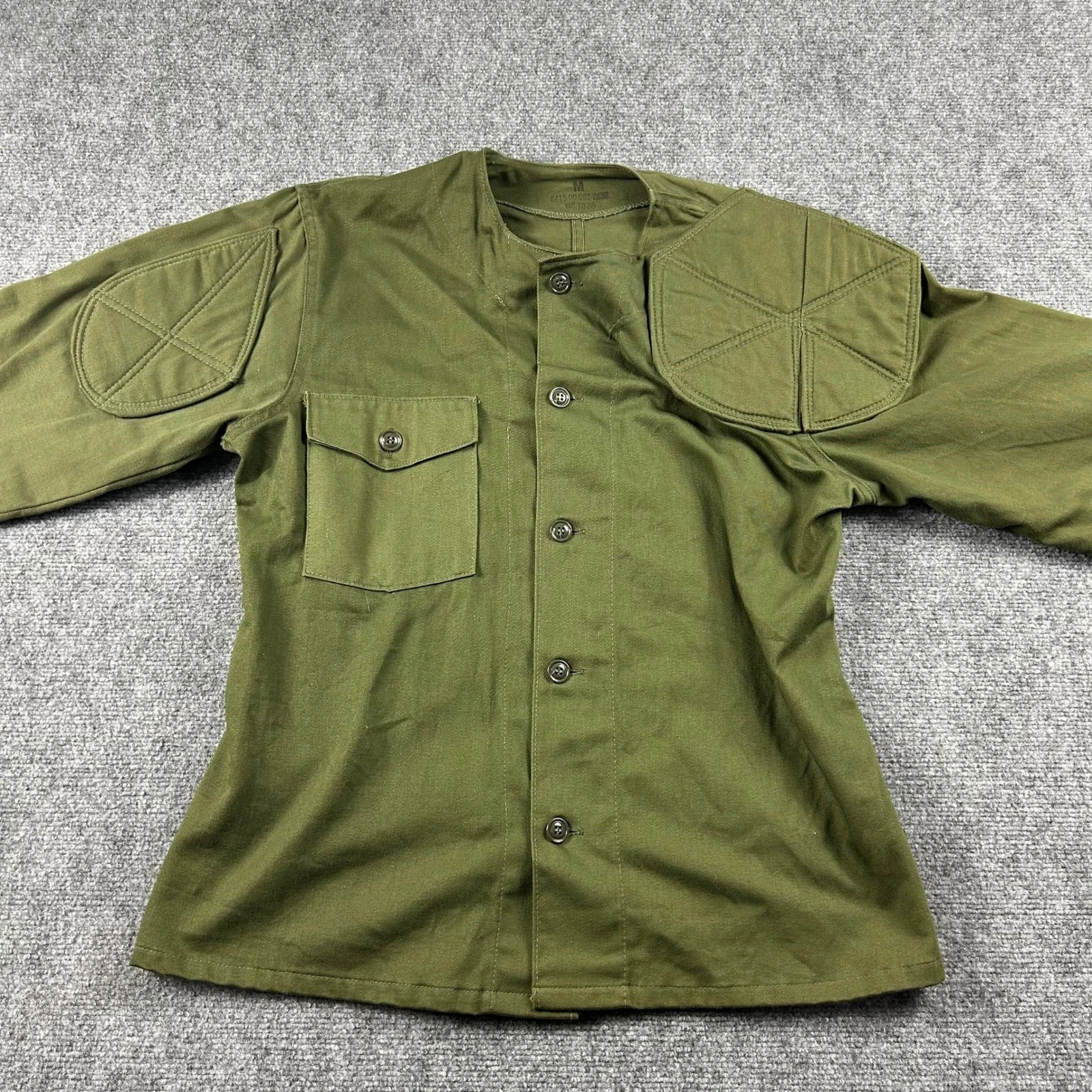 USMC Shooting Jacket Mens Medium Green Cotton Sateen Padded Military OG Vintage