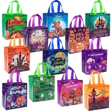 12Pcs Halloween Trick or Treat Bags, Tote Bags with Handles for Kids, Hallowe...