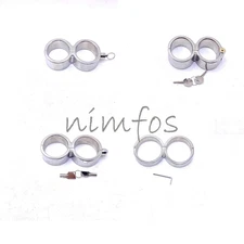 Stainless Steel Handcuffs Ankle Cuffs Wrist Restraints Couple Torture Binding