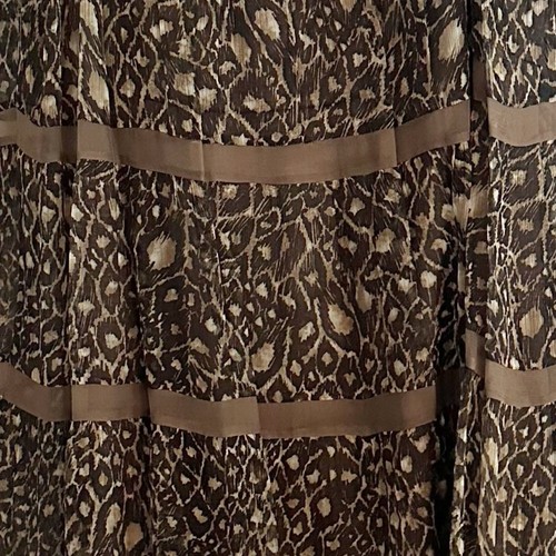 Laundry Shelli Segal Brown 100% Silk Maxi Skirt Tiered Leopard Animal Print 10 - Picture 9 of 14
