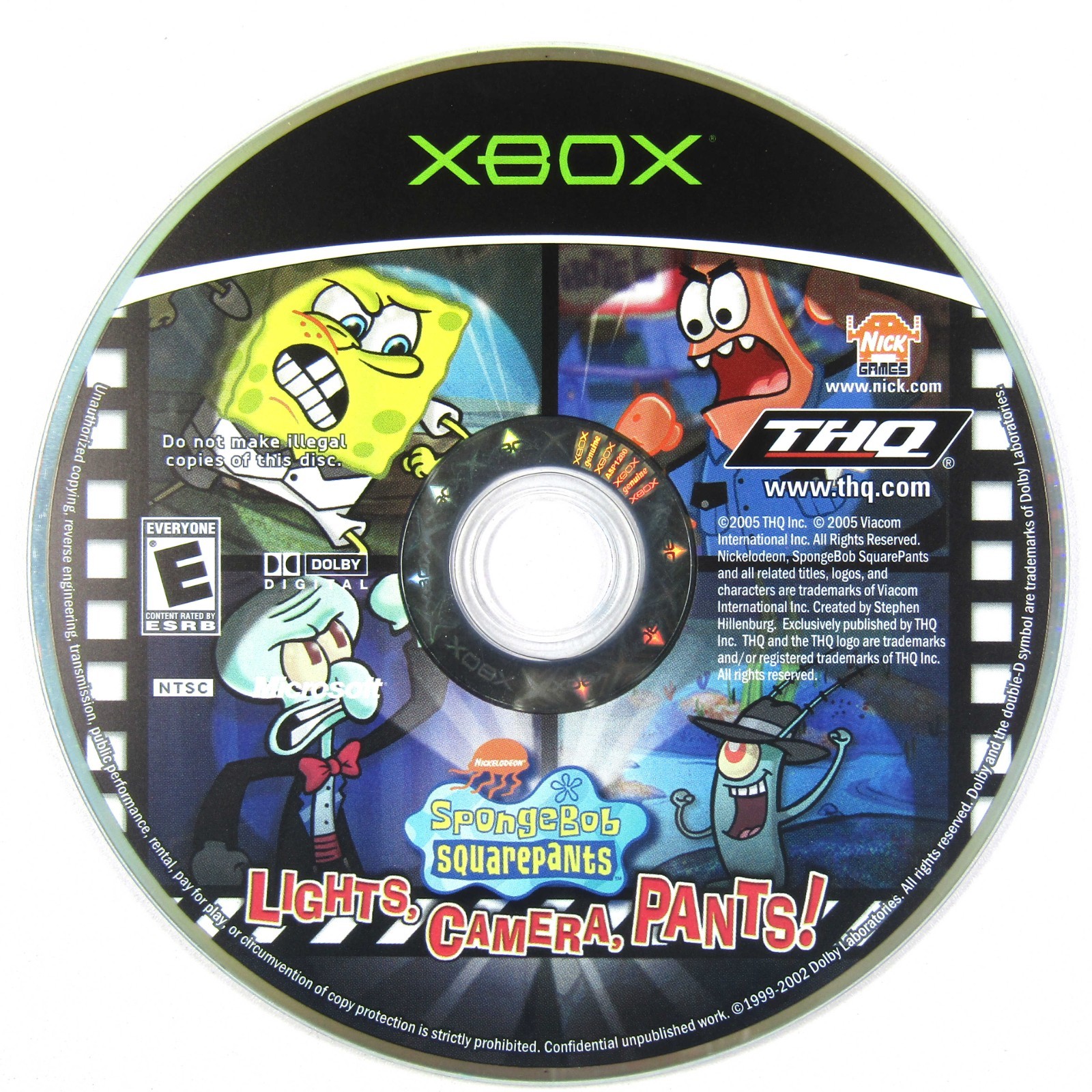 Bob Esponja Pantalones Cuadrados Luces Cámara Pantalones Xbox Auténtico Probado Solo Disco