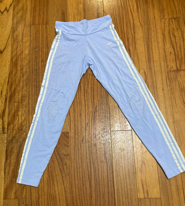 adidas Originals girls kids14-15 lrg High Rise Ankle Leggings BlueWhite 3Stripe