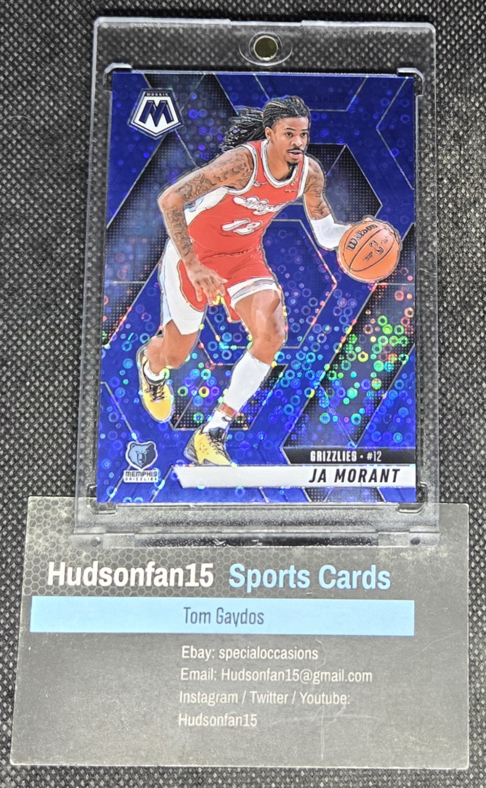 Ja Morant 2024-25 Panini Mosaic #195 Fast Break Blue Disco Prizm 44/85 Memphis