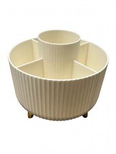 Rotating Makeup Organizer Cream 360 Cosmetic Storage Caddy Ribbed Gold Feet New