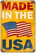 Vintage Made in The USA Tin Metal Signs Home Décor Garage Man Cave Shop 8x12Inch