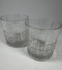 Bormioli Rocco Whisky Glasses 13.5oz Double Old Fashioned 4 1/4" Pair Deco 