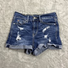 Denizen Levi  s High Rise Shortie Size 1 Womens Denim Jean Shorts Distressed