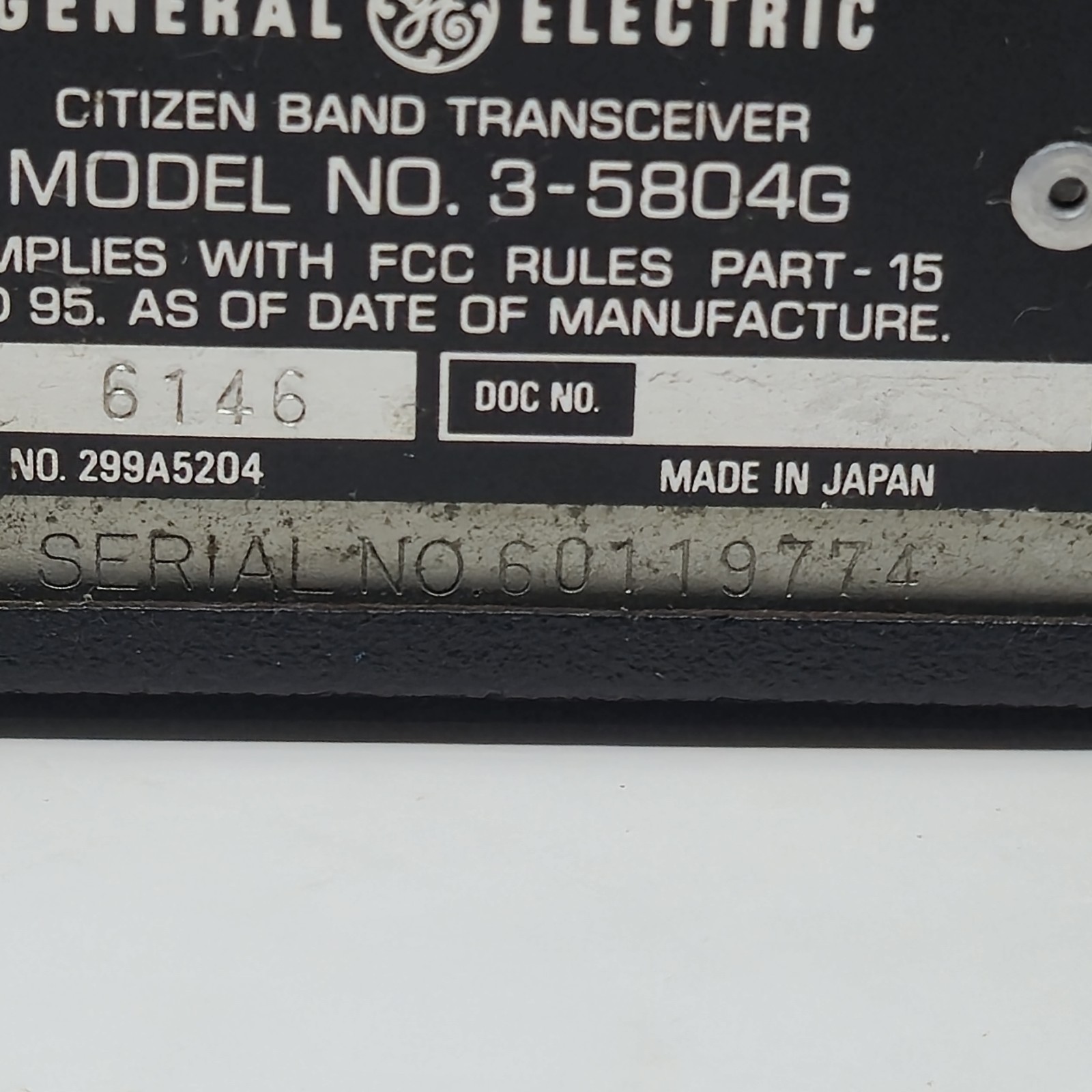 ​Vintage GE 3-5804G 40 Channel CB Radio Transceiver PLL System Japan Untested image 7