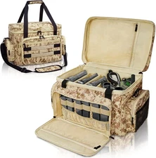 Gun Range Bag for 4 Handguns & Ammo - Pistol Shooting Bag with Magazine Slots, D