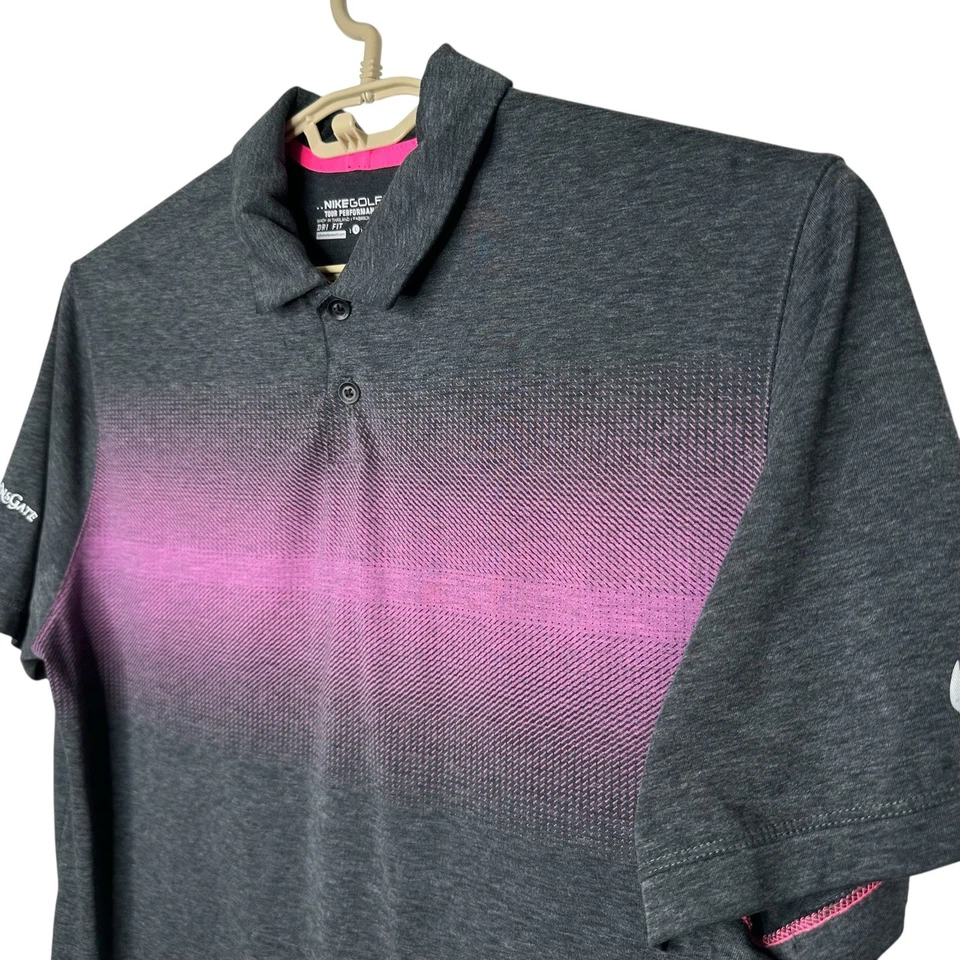 Polo de golf Nike Dri-Fit Tour Performance manga corta gris/rosa grande para hombre Foto 4 de 4