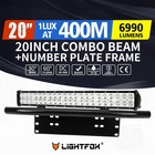 Lightfox 20Inch Osram LED Light Bar Spot Flood Driving + 23'' Number Plate Frame