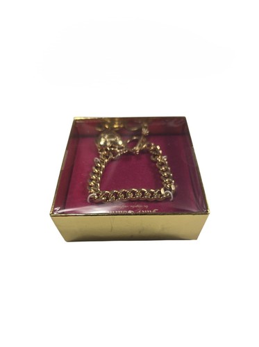 Juicy Couture Gold Kette Glieder Armband Herz J Charms Zepter Knebelverschluss Neu im Karton - Bild 3 von 11