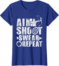 Aim Shoot Swear Repeat - Bow Arrow Archery Archer Ladies' Crewneck T-Shirt