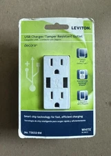 Leviton Usb-3.6A Charger/ Tamper Resistant 15A-125V Outlet NO. T5632-BW