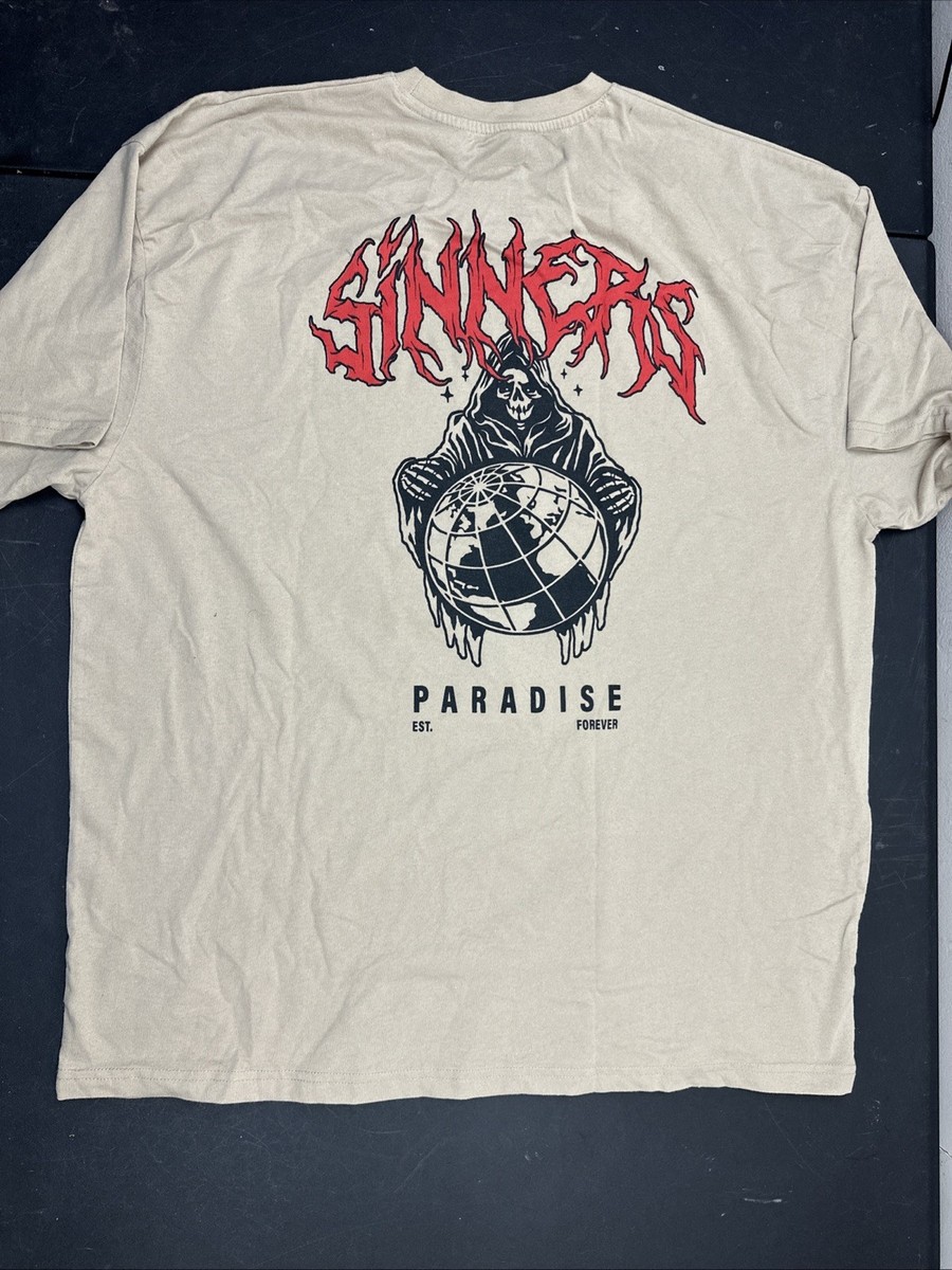 Death Metal Men's T Shirt Sinners Paradise tan 2XL Punk Rock Roll