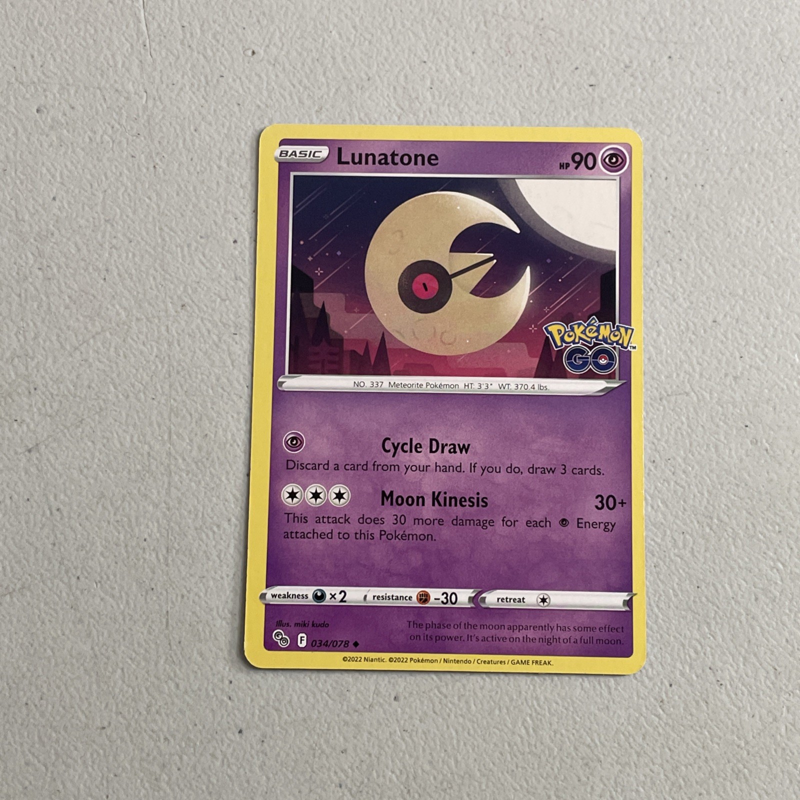 Pokemon TCG Trading Card 2022 Pokemon GO -- Lunatone 34/78