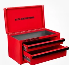 US General Harbor Freight Mini Toolbox Red 2 Drawer Steel  72438