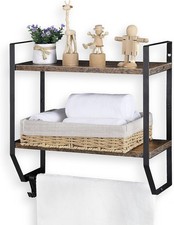 Bathroom Shelf with Towel Bar Wall Mounted Towel Rack Rustic Towel Shelf for ...