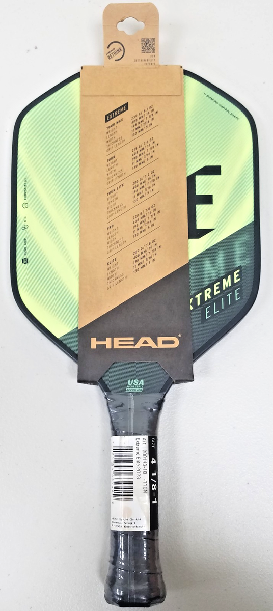 Head Extreme Elite Control Pickleball Paddle Green Black 4 1/8