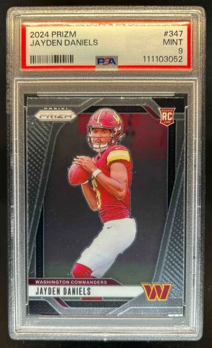 2024 Prizm Jayden Daniels RC Rookie #347 Commanders PSA 9