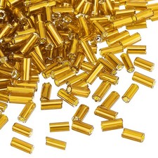 1300Pcs Glass Bugle Beads 4x1.7mm Loose Bead Gold