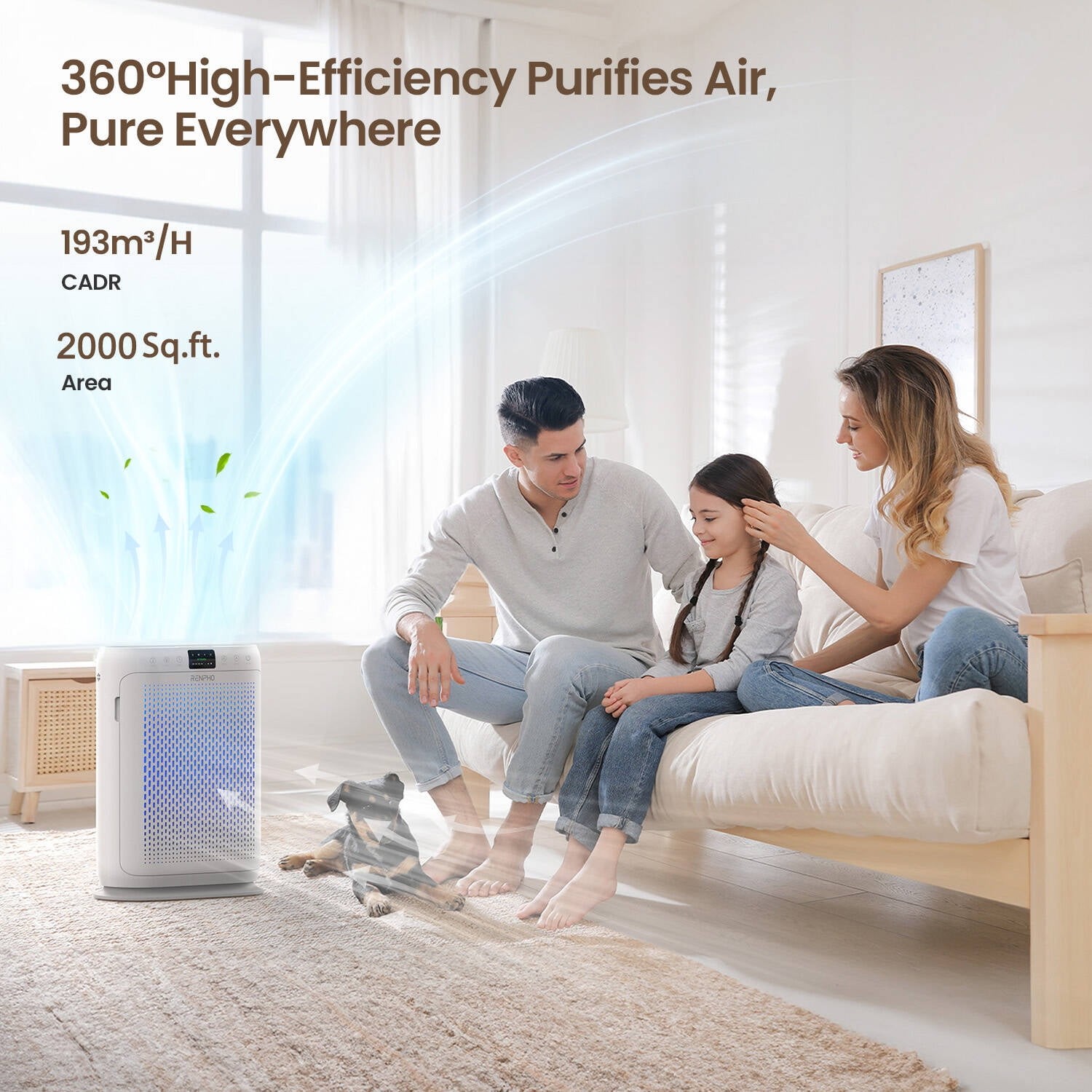 Home True HEPA Air Purifier Large Room Air Cleaner for Allergies Smoker Pet Dust
