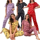 Ladies Pyjamas Womens Pajama Set Short Sleeve Jersey PJ Set Nightwear S~XXL
