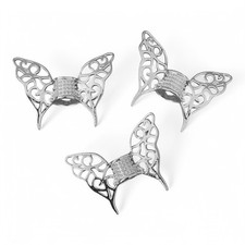 3 pcs Filigree Angel Wing Spacer Beads Wings Large 3.7mm Hole Silver 47x36mm
