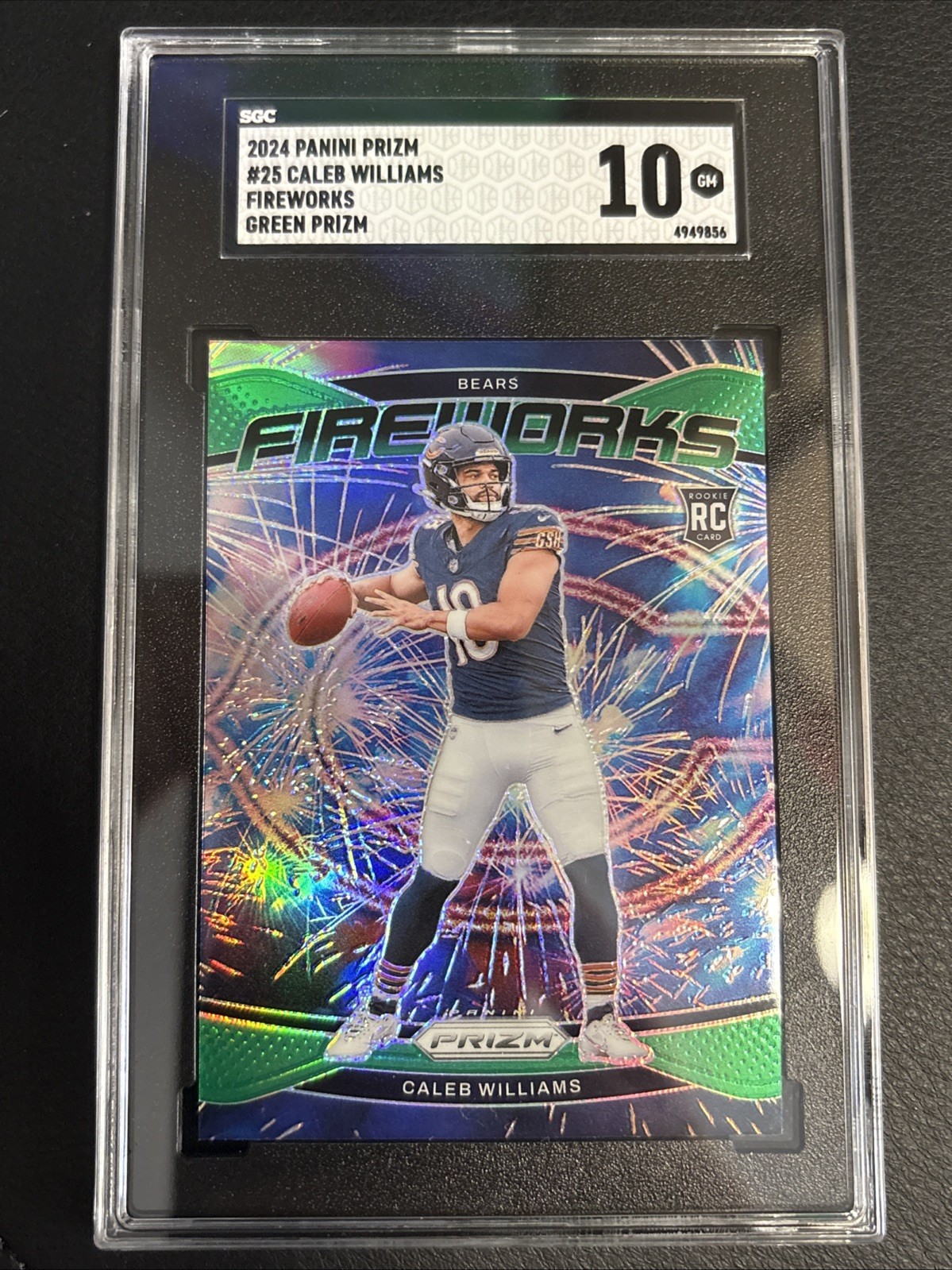 2024 Panini Prizm - Fireworks Caleb Williams #25 Green Prizm (RC) SGC10 GM