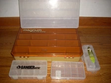 Vintage Lot of 5 Fishing Tackle Box’s Plano Magnum plus others.