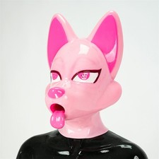 FETURAX BDSM Silicone Velvet Fox Pup Hood Mask Headgear For Cosplay Halloween