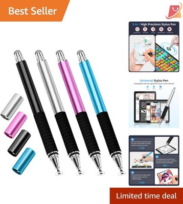 Capacitive Stylus Pen 4Pack High Precision Fiber & Disc Tips for Touch Screen...