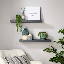 Floating Shelves 2Pcs Wall Mounted Display for Home Office Decor, Grey Or White