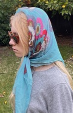 Vintage 60s Silk Chiffon Sheer Floral Scarf 29  Square