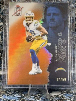 Topps 2025 Signature Class Round Pick 6 Justin Herbert #30 Orange  /50 Chargers