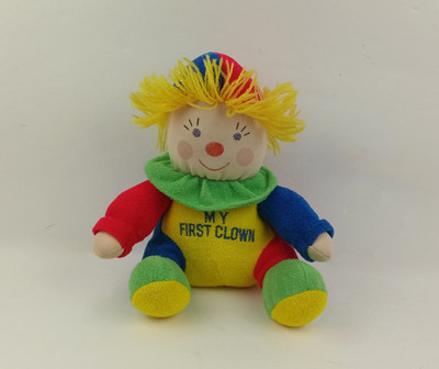 Vintage Carter's My First Clown Baby Plush Rattle Toy Terry Cloth Primary Colors