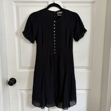 Urban Outfitters Black Mini Dress XS Layer Button Pleated Front Whimigoth NWT